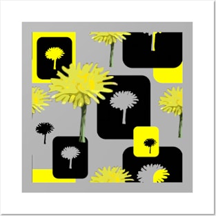 Mod Dandelions on Grey Posters and Art